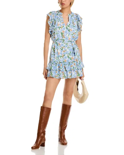 Aqua Floral Ruffle Mini Dress - Exclusive In Multi