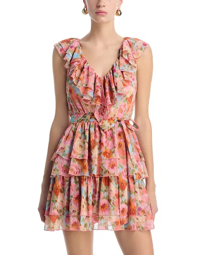 Aqua Floral Ruffle Mini Dress - Exclusive In Multi