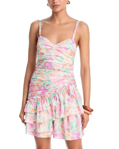 Aqua Floral Ruffle Mini Dress - Exclusive In Pink