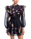 Aqua Floral Ruffle Trim Dress - Exclusive In Multi