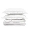 Aqua Floral Scalloped Reversible Quilt Set, King In White