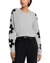 Aqua Floral Sleeve Cashmere Sweater - Exclusive In Gray