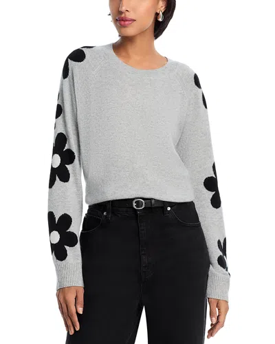 Aqua Floral Sleeve Cashmere Sweater - Exclusive In Gray
