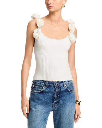 Aqua Floral Strap Knit Tank - Exclusive In White