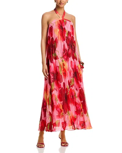 Aqua Floral Strapless Tiered Maxi Dress - Exclusive In Red