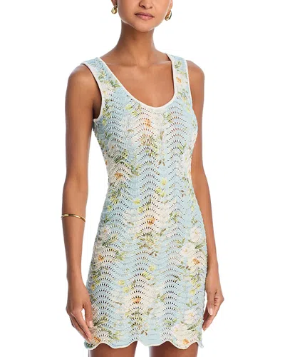 Aqua Floral Sweater Knit Tank Dress - Exclusive In Ivory Multi