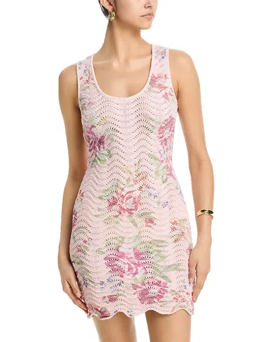 Aqua Floral Sweater Knit Tank Mini Dress - Exclusive In Pink
