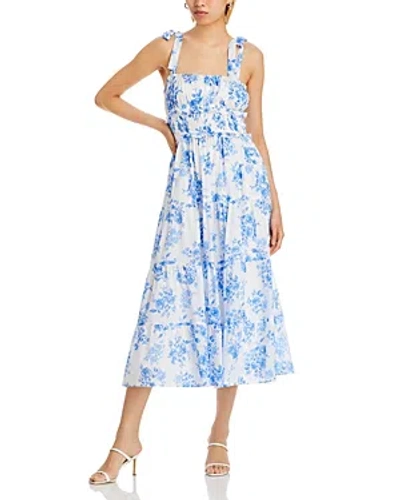 Aqua Floral Tie Strap Midi Dress - 100% Exclusive In Navy/white