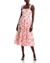 Aqua Floral Tie Strap Midi Dress - Exclusive In Coral/white