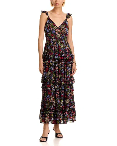 Aqua Floral Tier Sleeveless Maxi Dress - Exclusive In Multi