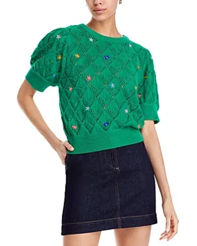 Aqua Flower Embroidered Jumper - 100% Exclusive In Green