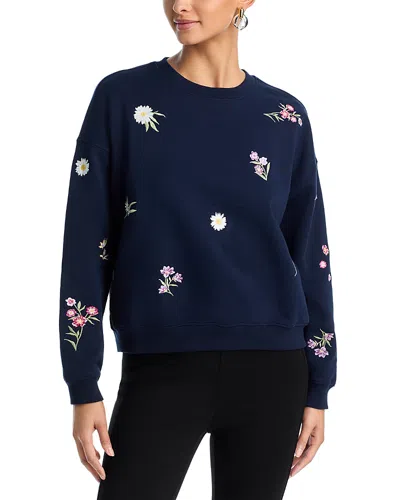 Aqua Flower Embroidered Sweatshirt - Exclusive In Blue