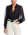 Aqua Flower Trim Blouse - Exclusive In Black