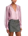 Aqua Flower Trim Blouse - Exclusive In Pink