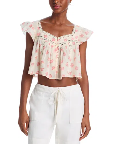 Aqua Flutter Cropped Top - Exclusive In Pink