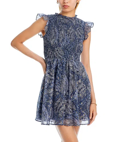 Aqua Flutter Sleeve Fit & Flare Dress - Exclusive In Navy