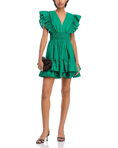 Aqua Flutter Sleeve Mini Dress - Exclusive In Gray
