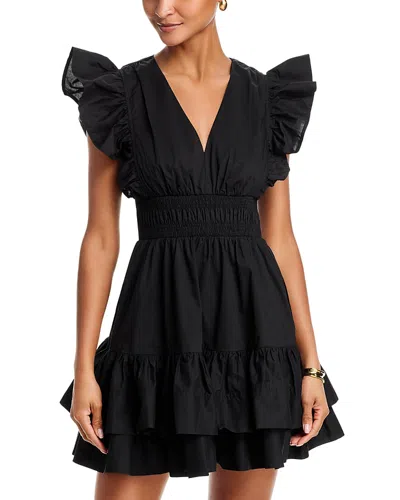 Aqua Flutter Sleeve Mini Dress - Exclusive In Black