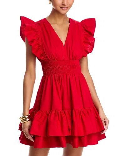 Aqua Flutter Sleeve Mini Dress - Exclusive In Red