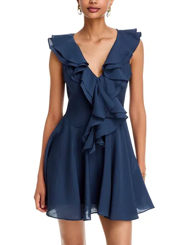Aqua Flutter Sleeve Ruffle Mini Dress - Exclusive In Blue