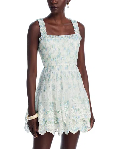 Aqua Flutter Trim Mini Dress - Exclusive In White