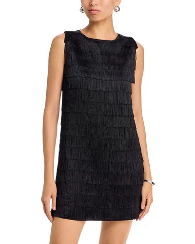 Aqua Fringe Front Mini Dress - Exclusive In Black