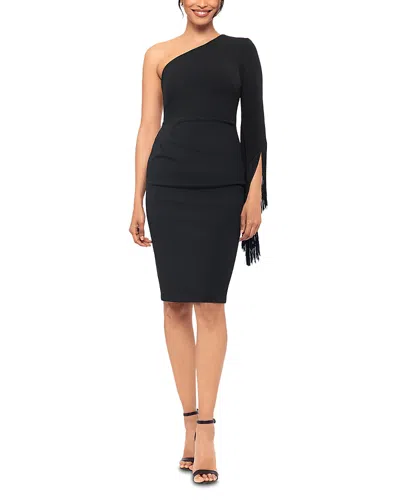 Aqua Fringe Trim Dress - Exclusive In Black