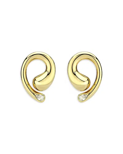 Aqua Frontal Swirl Stud Earrings In Gold
