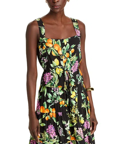 Aqua Fruit Button Front Tank Top - Exclusive In Black Multi
