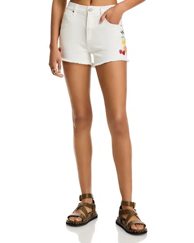 Aqua Fruit Embroidered Denim Shorts - Exclusive In White
