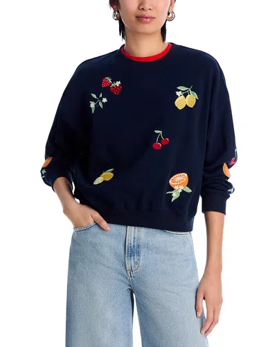Aqua Fruit Embroidered Sweatshirt - Exclusive In Navy