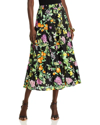 Aqua Fruit Midi Skirt - Exclusive In Black Multi