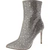 Aqua Gal Womens Faux Leather Zipper Booties In Silver