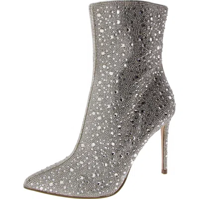 Aqua Gal Womens Faux Leather Zipper Booties In Silver