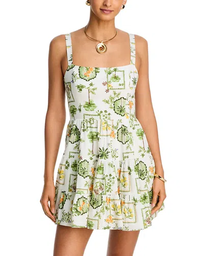 Aqua Garden Print Mini Dress - Exclusive In Multi