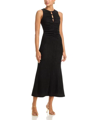 Aqua Gathered Jersey Dress - Exclusive In Black