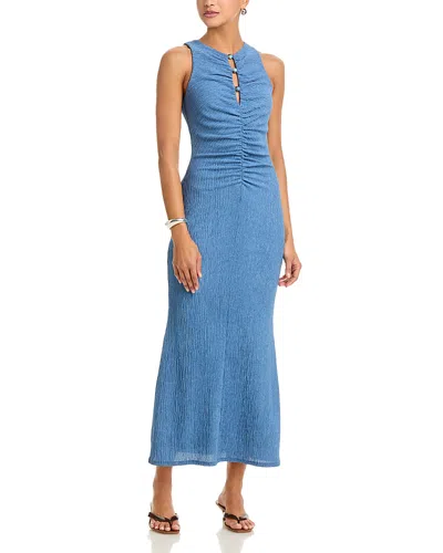 Aqua Gathered Jersey Dress - Exclusive In Blue