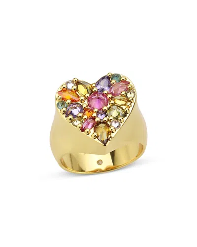 Aqua Gems Feista Stone Cluster Heart Ring - Exclusive In Multi/gold