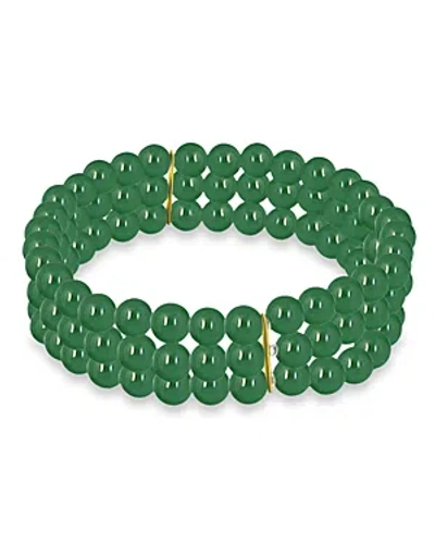 Aqua Gemstone Beaded Triple Row Stretch Bracelet - 100% Exclusive In Green