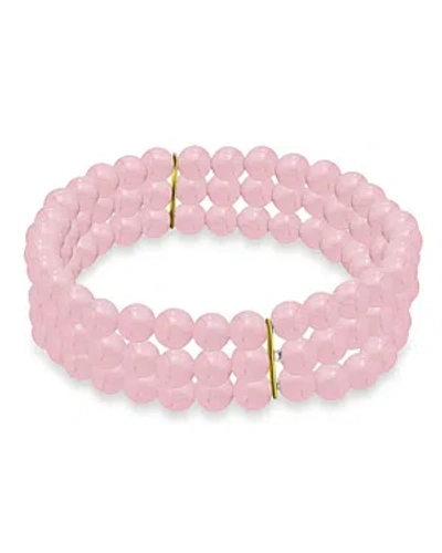 Aqua Gemstone Beaded Triple Row Stretch Bracelet - 100% Exclusive In Pink
