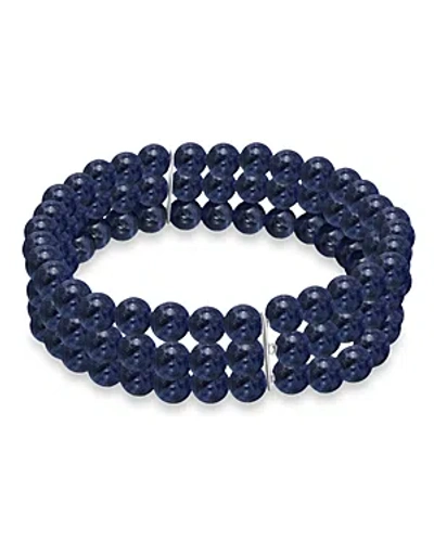 Aqua Gemstone Beaded Triple Row Stretch Bracelet - 100% Exclusive In Blue