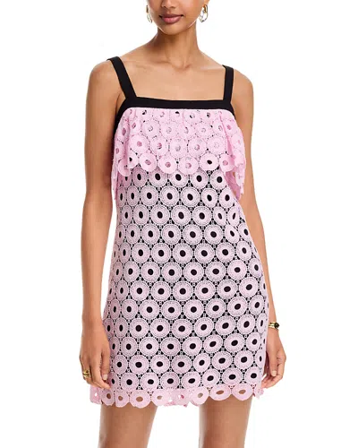 Aqua Geo Lace Mini Dress - Exclusive In Pink