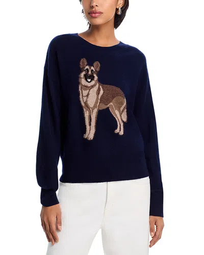 Aqua German Shepard Dog Cashmere Crewneck Sweater - Exclusive In Blue