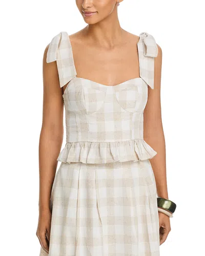 Aqua Gingham Bustier Top - Exclusive In White