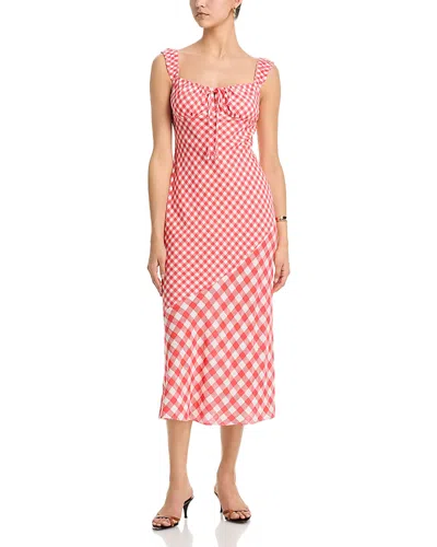 Aqua Gingham Midi Dress - Exclusive In Red