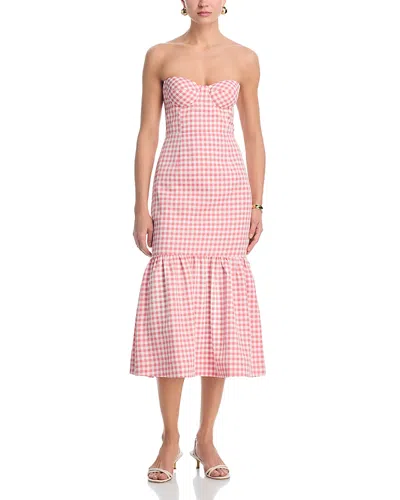 Aqua Gingham Strapless Dress - Exclusive In Pink