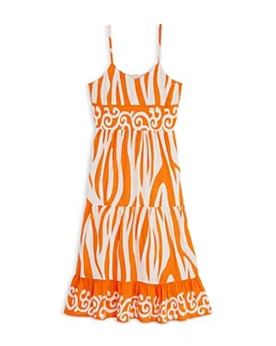 Aqua Girls' Abstract V Neck Maxi Dress, Big Kid - 100% Exclusive In Orange