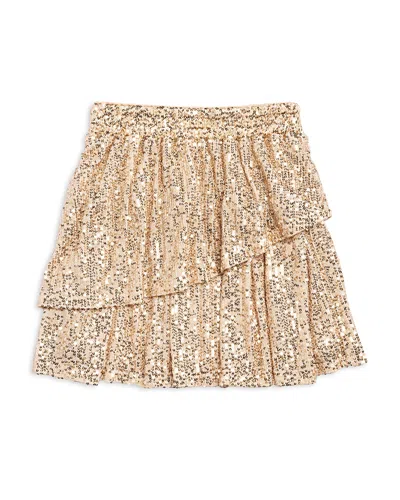 Aqua Girls' Asymmetrical Tiered Sequin Skirt, Little Kid, Big Kid - 100% Exclusive In Champagne