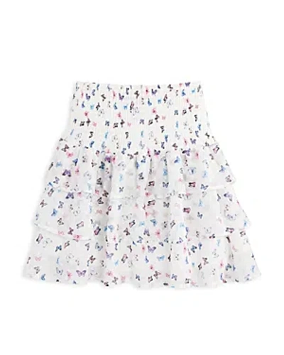 Aqua Girls' Butterfly Clip Dot Smocked Tiered Skirt, Little Kid, Big Kid - 100% Exclusive In White Multi
