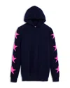 Shop Aqua Girls' Cashmere Star Sleeve Hooded Sweater, Big Kid - Exclusive In Peacoat/pink
